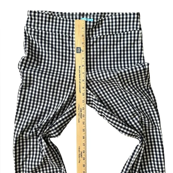 J. McLaughlin Hyana Pants Navy Ivory Gingham Straight Leg Stretch size 12 - Picture 5 of 9